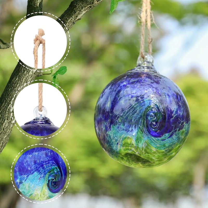 VCUTEKA Hanging Garden Gazing Ball, Hand-Blown Glass Witch Ball for Outdoor Garden Décor, 6" Colorful Swirl - Image 5